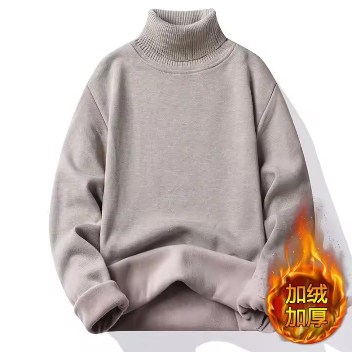 Suéter de punto grueso y cálido con cuello alto para hombre, camisa base, top de manga larga de moda - 1