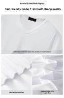 Camiseta de manga corta de seda de hielo para hombre, camiseta fina de verano con cuello en V, estilo de color negro puro, camiseta de media manga de secado rápido para jóvenes - details 4