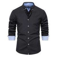 día del padre Camisas ajustadas de calidad de marca para hombres Camisa Oxford de algodón de otoño para hombres Camisas de manga larga con botones para hombres Camisas de negocios casuales - details 1
