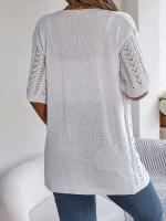 Cárdigan de punto elegante para mujer, a prueba de sol, camisetas huecas de manga corta para primavera y verano - details 10