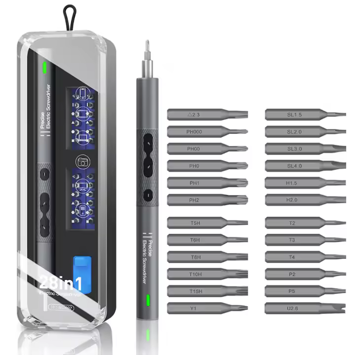 Juego de destornilladores eléctricos 28 en 1, herramientas portátiles de precisión, medio moleteado, recargable, inalámbrico, brocas pequeñas magnéticas para Xiaomi - 1
