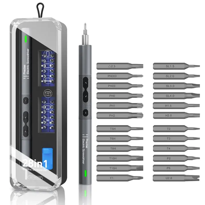 Juego de destornilladores eléctricos 28 en 1, herramientas portátiles de precisión, medio moleteado, recargable, inalámbrico, brocas pequeñas magnéticas para Xiaomi - 1