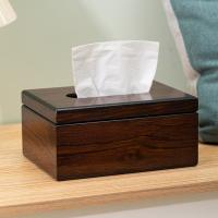 Caja de pañuelos de escritorio de madera de nogal de imitación, soporte para servilletas de madera Vintage, caja de almacenamiento de papel cuadrada de estilo Simple para el hogar - details 8
