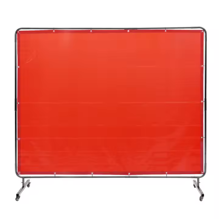 SucceBuy Pantalla de Soldadura con Marco, Cortina de Vinilo Resistente a las Llamas, Pantalla de Protección de Soldadura Portátil con 4 Ruedas Giratorias (2 Bloqueables) para Uso Industrial/Taller - 1