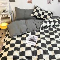 Juego de funda nórdica a cuadros en blanco y negro, juego de cama completo con rejilla geométrica - details 7