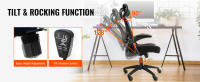 SucceBuy Silla de oficina ergonómica con soporte lumbar ajustable, silla de escritorio con respaldo alto, reposacabezas ajustable, reposabrazos 2D - details 3