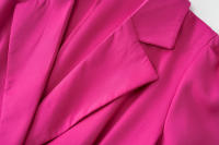 Vestido de traje informal para mujer, chaqueta de manga de tres cuartos, cuello en V, botones, Rosa S - details 12