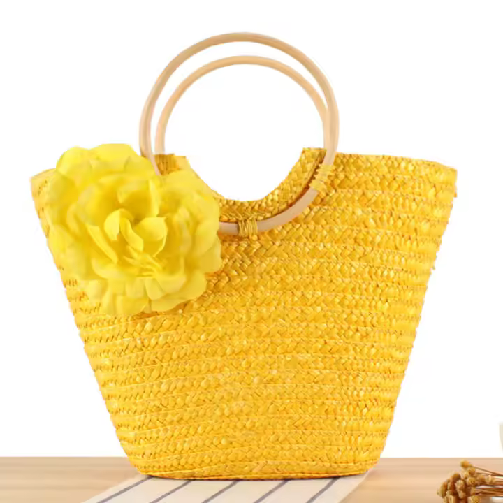 Enredadera tejida a mano con flores de gran capacidad, bolsa de hierba de mano, playa Ha, nueva - 1