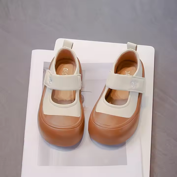 Zapatos de moda coreanos de cuero para niños y niñas, parte inferior suave, antideslizantes, informales, multifuncionales, únicos, novedad de otoño, 2024 - 1