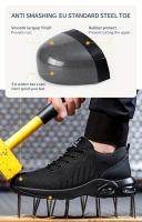 Zapatos de seguridad laboral antideslizantes con puntera de acero para hombres, a prueba de perforaciones y transpirables, zapat - details 3