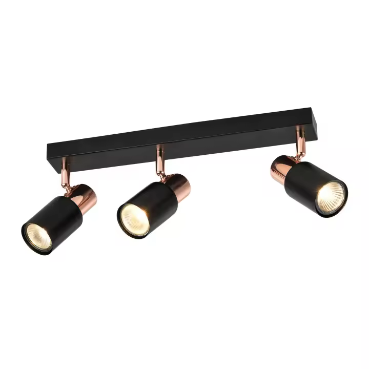 CBJKTX Foco de techo GU10 de 3 llamas, 355 °   giratorio, negro, moderno - 1