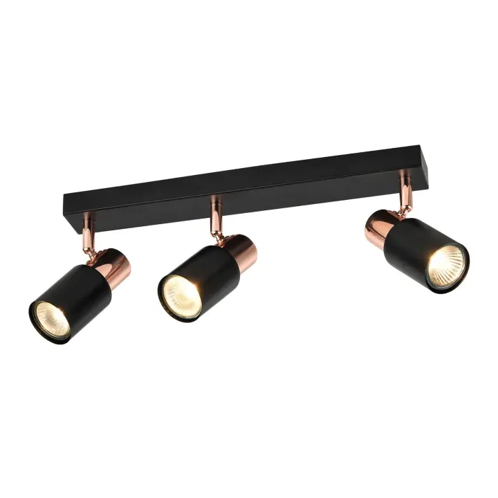 CBJKTX Foco de techo GU10 de 3 llamas, 355 °   giratorio, negro, moderno - 1