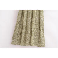 Elegante Vestido A-line Medio con Cinturón Manga Larga, Cuello en V, Cintura Elástica, Estampado de Volantes Moda Primaveral para Mujeres - details 11