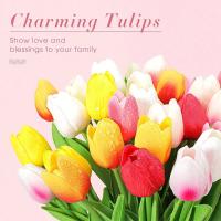 Flores artificiales de tulipanes para jardín, ramo de flores falsas para decoración de boda, fiesta, hogar, 10 piezas - details 2