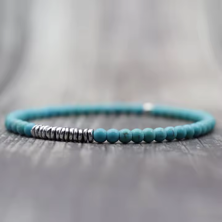 Nueva Pulsera de piedra de 4mm para Hombre, Pulsera de ojo de tigre de roca volcánica Natural, Pulsera elástica de hematita de Color plateado con cuentas, Pulsera para Hombre - 1