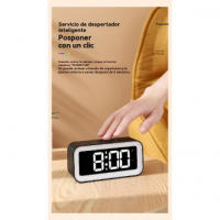 Despertador Digital de Cabeza con Luz Nocturna Dinámica RGB Doble Alarma, Regulador de Intensidad, Cargador USB Ideal para Adultos, Niños y Adolescentes - details 9