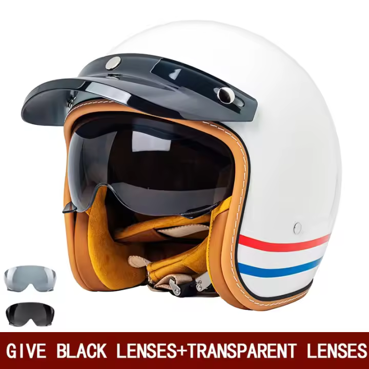 Casco retro de tres cuartos para hombre y mujer, casco medio americano de crucero cálido para invierno - 1