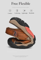 Sandalias de cuero genuino de verano para hombre, cómodas sandalias de playa para exteriores, zapatos romanos informales con punta anticolisión para senderismo y viajes - details 6