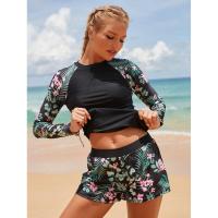 Conjunto de tankini para mujer, manga larga, ropa de playa para deportes de surf, traje de baño de dos piezas con pantalones cortos, 2025 - details 4