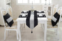 Corredor de Mesa de Terciopelo Plateado Moderno ANUMEI Cubierta de Mesa Gris Negro Decorativo Material Poliéster Hecho en China - details 21