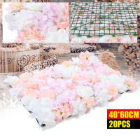 Paneles de flores artificiales para pared, decoración de fondo de boda, color blanco y rosa, 40x60 Cm, 20 piezas - details 0