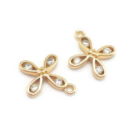 Colgantes de latón y circonita de Color dorado de 18K, varios dijes de flores, joyería artesanal de alta calidad, accesorios para collar y pendientes - details 6