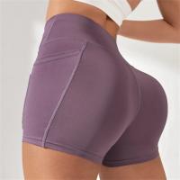 Pantalones cortos de motociclista de cintura alta cruzada para mujer, bolsillos laterales, suaves y cómodos, cruzados, para correr, Yoga, pantalones cortos atléticos - details 18