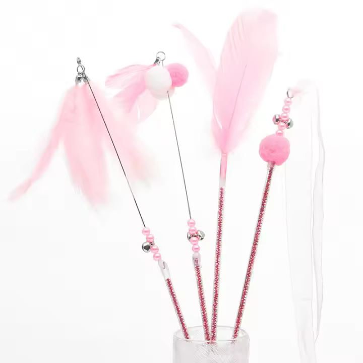 Suministros para mascotas juguetes para gatos teaser de palo para gatos campana de juego automático palo de hadas pluma auto-hi palo largo resistente a las mordeduras teaser de palo para gatos - 1