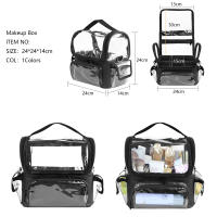 Bolsa de maquillaje de PVC para mujer, estuche de cosméticos transparente, resistente al agua, de gran capacidad, con compartimentos - details 1