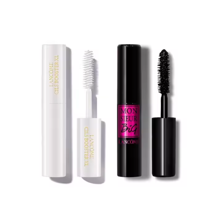 Lancôme Cils Booster XL Mascara Primer & Monsieur Big Volumizing Black Mascara Duo - Set de maquillaje voluminizador y prebase en tamaño de viaje - Para un aspecto instantáneo de pestañas postizas y un gran volumen - 1