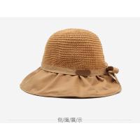Sombrero para el sol versión coreana femenina alfabeto sombrero de cubo sombrero de paja tejido hueco grandes alerones espalda dividida tenedor sombrero para el sol playa protección solar - details 9