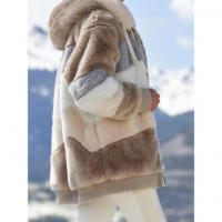 Chaqueta de oso de peluche con capucha para mujer，Cremallera Casual de manga larga，Abrigo de invierno cálido，Color a juego - details 4