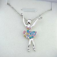 Collar con colgante de bailarina de Ballet de cristal colorido a la moda, collar de niña bailarina con diamantes de imitación de colores, regalos de joyería - details 4