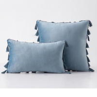 Bonenjoy 1 funda de cojín con borlas, funda de almohada de terciopelo, fundas de almohada de color sólido para decoración de sofá/cama/coche, 30x50/45x45/50x50 - details 24