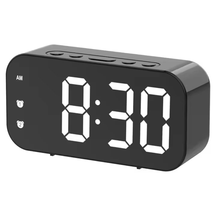 Reloj despertador Digital regulable para el dormitorio, cronógrafo enchufable, color negro - 1