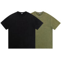 LOEVE Nueva camiseta de manga corta de verano bordada y fieltrada para hombres, camisa informal de algodón puro de moda, top lavado y desgastado para parejas - details 2