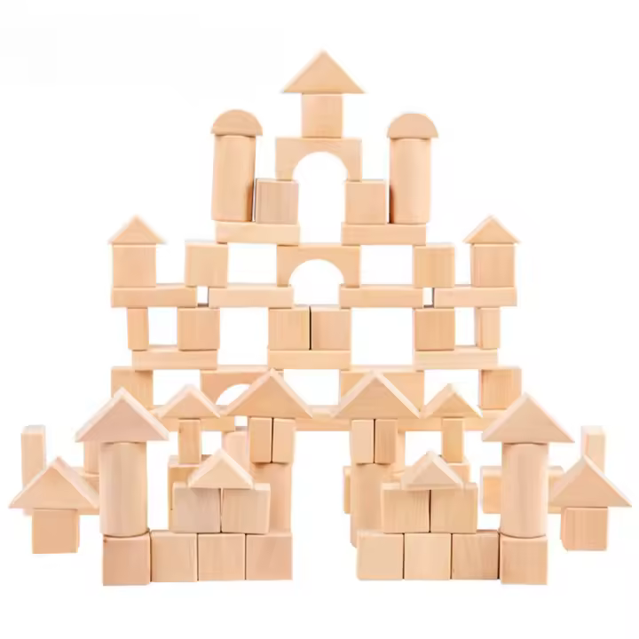 Bloques de construcción Montessori para niños, juguete educativo de bloques geométricos, arcoíris, Castillo de madera de colores - 1