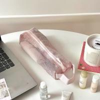 Neceser de malla con asa práctica, bolsa de almacenamiento de artículos de tocador ligera y transpirable, bolso de lavado plegable de secado rápido para niñas - details 10