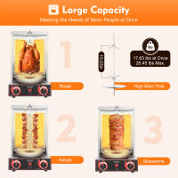 Barbacoa vertical de gas para catering, barbacoa de pollo CG-25, parrilla giratoria con pincho giratorio, sin tuberías de gas - details 3