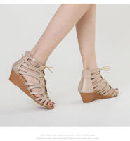 Sandalias romanas de cuña estilo étnico retro de tacón medio con boca de pez para mujer, verano 2025 - details 0