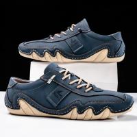 Zapatos informales de cuero hechos a mano para hombre, zapatillas con cordones, mocasines transpirables, suaves, planos, para conducir - details 19