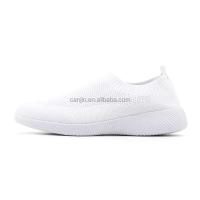 Nuevo estilo 2025, proveedores de zapatos para caminar baratos para mujer, peso ligero, tejido sin cordones, talla grande 43, zapatillas cómodas para mujer, blanco puro - details 6