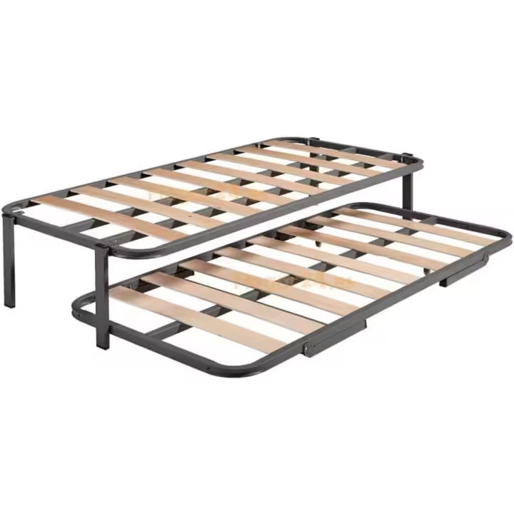 Cama Nido con 2 somieres Estructura Reforzada Doble Barra Superior + Patas, Acero, 90x190 cm - 1