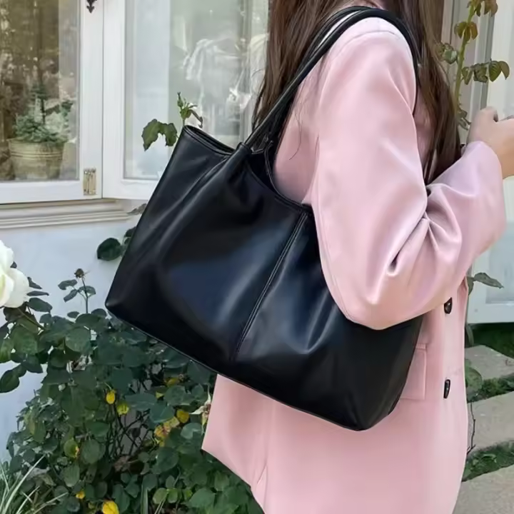 bolso de hombro blanco, bolso suave PU para mujeres, bolsa de la escuela de gran capacidad, conjunto completo de bolsas de compras para estudiantes - 1