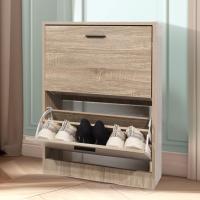 Mueble zapatero de 12 pares - Estantería de gran capacidad para vestíbulo o pasillo - (ancho) 60 x (profundidad) 24 x (alto) 80 cm - Madera clara blanca - details 102