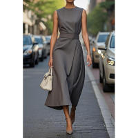 Vestido largo casual de moda con cuello redondo sin mangas para mujer, verano 2025 - details 5