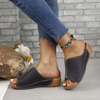 Sandalias de Cuña para Mujer Nueva Moda de Verano Punta Abierta Cómodas Transpirables con Hebilla Zapatos para Mujer Color Blanco - details 3