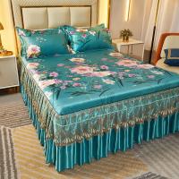 Funda de Cama de Encaje Clásico Royal Blue 2/3 Pcs Lavable con Banda Elástica - details 11
