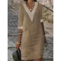 Vestido de verano de manga corta para mujer, vestidos casuales con cuello en V - details 6