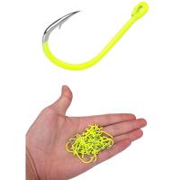 Anzuelos de pesca con púas de acero de alto carbono, anzuelos de pesca antioxidantes con púas de acero al carbono, anzuelo fluorescente de mar fuerte, 50 unids/lote por caja - details 2